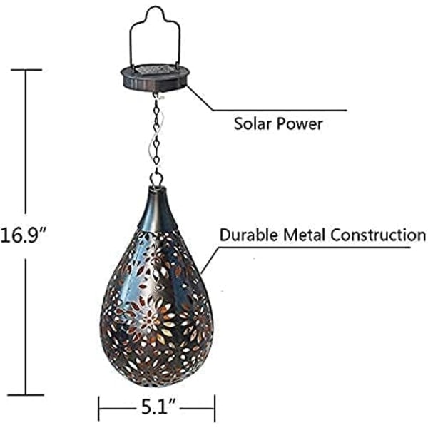 Ripustavat aurinkovalot ulkokäyttöön, Boho LED-kukka, vedenpitävä koristeellinen metallilamppu terassille, puutarhaan, ulkotiloihin (1 pakkaus)