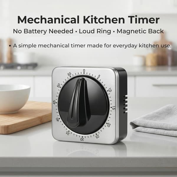 Kjøkkentimer - Magnetisk Kjøkkentimer - Analog - Matlagingstimer - Eggtimer - Hendig Dreieknapp