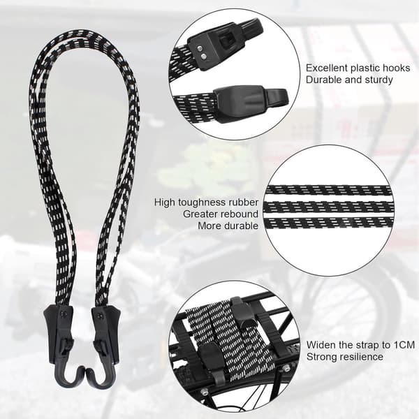 3-pak elastiske bagagestropper - 62 cm - nylon med velcro-elastikstropper