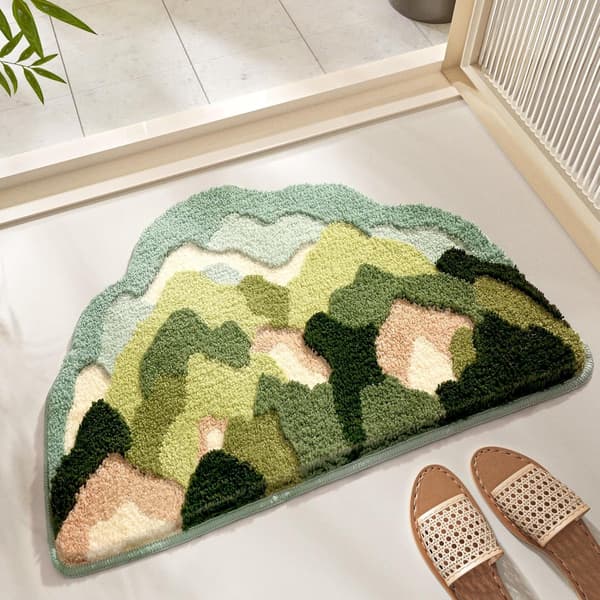 Forest Series Absorberende Badeværelsesmåtte (Mos) 40×60cm, Skridsikker og Blød