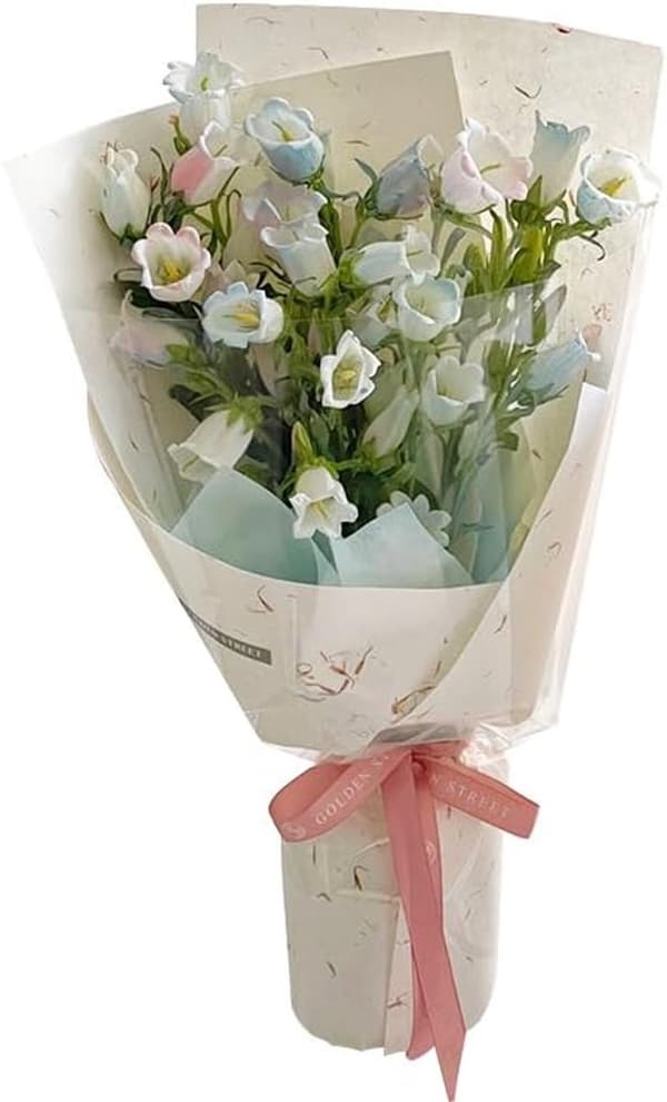ING Fyra ark litet blomstermönstrat presentpapper, handrivet kronbladspapper (benvitt)