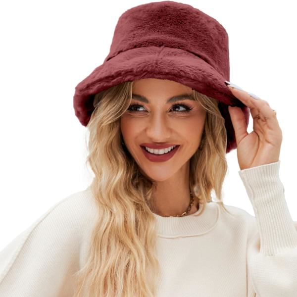 Fuzzy Fiskerihat til Mænd og Kvinder - Cool Vinterfiskerhat, Blød Spandhat til Børn og Voksne, Rød RED