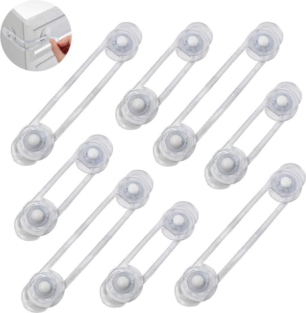 Barnsäkerhetsskåpslås 8-pack Lådlås Skåpslås Babysäkerhetsskåpslås Självhäftande Barnsäkerhetslås Säkerhet Transparent 3M