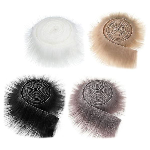 4 stk. Kunstig Pelsbånd Stof Shaggy Pels Stoffer DIY Håndværk Fluffy Strimler