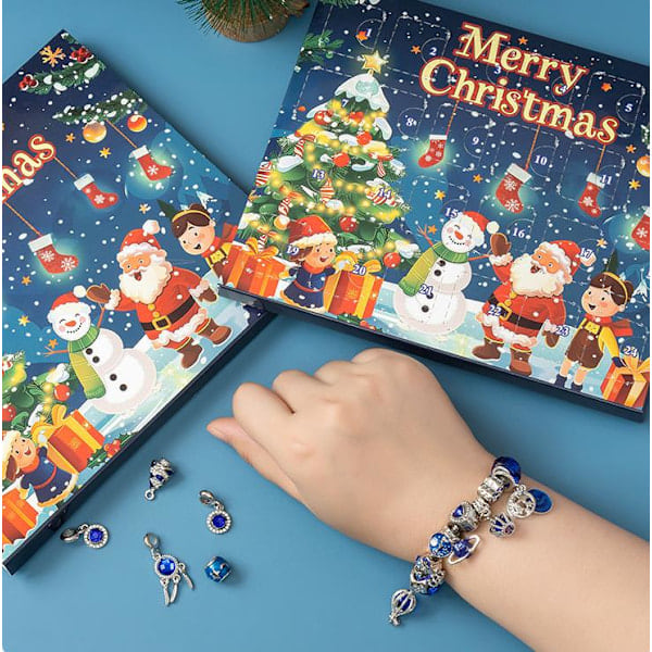 Adventskalender 2024 Smykke Adventskalender DIY Armbåndsett Ring Øredobber Smykkekalender Julekalender - Stil R12