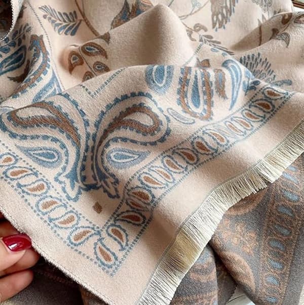 Varmt og mykt vinterskjerf - Skjerf for kvinner - Beige - 180 x 65 cm