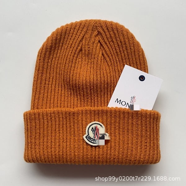 Mon-clers unisex stickad mössa för kvinnor och män, varm vintermössa för skidåkning orange orange