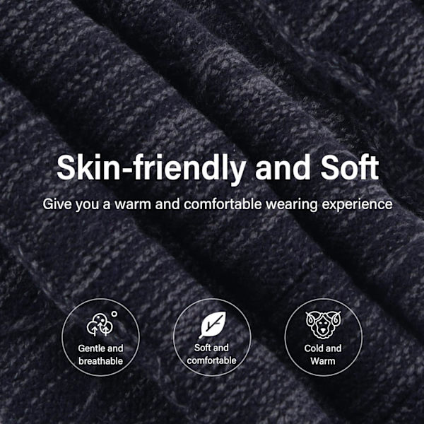 Huer & Halsvarmer Sæt til Mænd & Kvinder Vinter Beanie Hat Tyk Fleeceforet Skuldehat Halsvarmer til Mænd Kvinder Blue