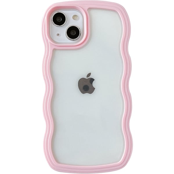 IC Söt Lockig Vågform Stötsäker Mjukt Skal, Kompatibelt med iPhone (Rosa, iPhone 13 Pro Max)