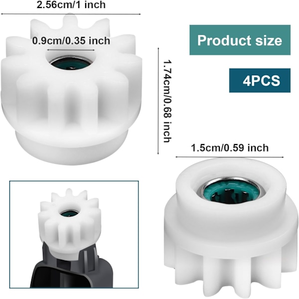 4 stk. Mop Gear til O-Cedar, Envejs Koblingsgear Udskiftning til O-Cedar Vileda Rotationsmop, Pedal Spand Reparation, Hvid