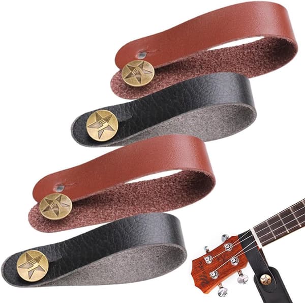 ING 4 Stycken Ukulele Gitarrbandsknappar, Gitarrbandsknappadapter för Gitarr, Ukulele 21cm (Brun + Svart)