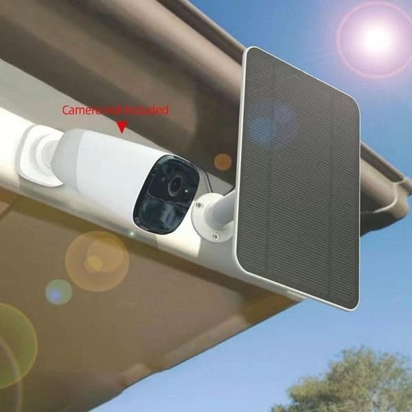 Kamera solpanel, 5W, IP65 vandtæt, 3-meter kabel, 360° beslag, 2 sæt