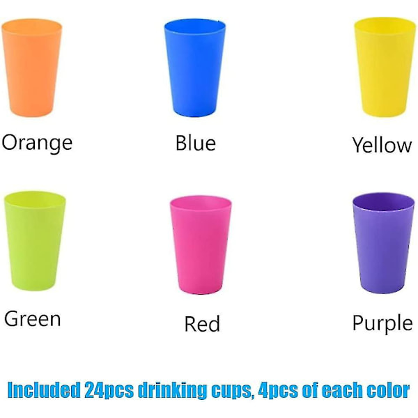 24 gjenbrukbare plastkopper, 250 ml barnesikre plastdrikkeglass [kk]
