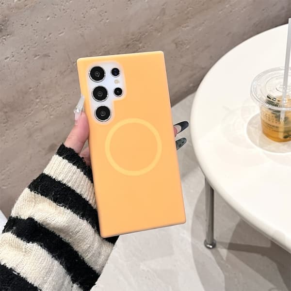 S24 Ultra Mobilskal, Fallsäkert Silikonskal (Orange)