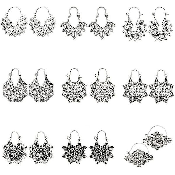 -Mode og kreative Halloween smykker til kvinder, boheme kvinder hule blomster honeycomb filigran øreringe retro smykke gave