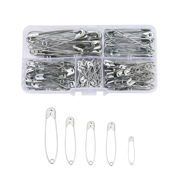 150 Silver Säkerhetsnålar (5 Storlekar)