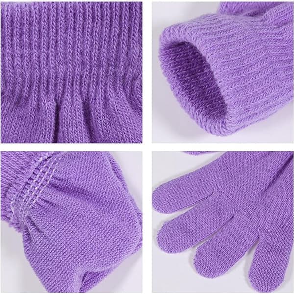 Unisex Børne Vinter Luffer, Handsker Vinter, 12-pak, Vinter Sæt, Varme, Strækbare, Lys Rosa