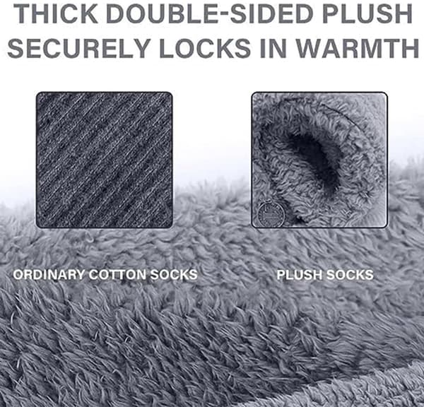 Fleece over-knee strømper til kvinder, et par, vinter høje varme benvarmere, råhvid.