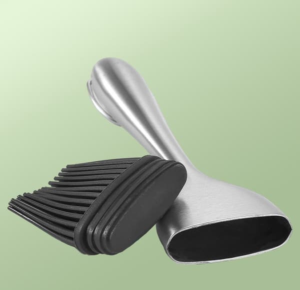 Olje pensel i rustfritt stål med silikontupp, for matlaging, baking og grilling, hvit.
