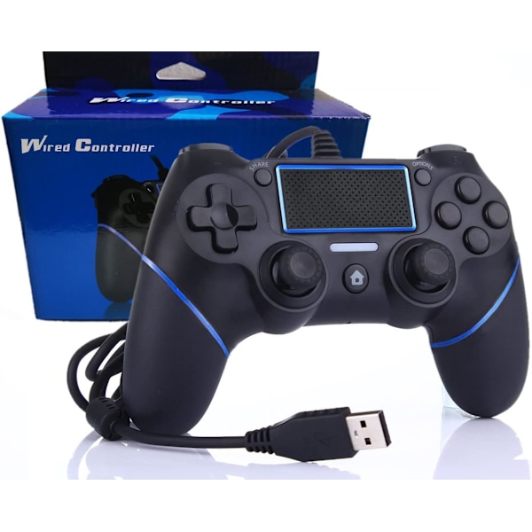 Trådbunden spelkontroll för PS-4/Pro/Slim/PC(Win7/8/10)/Laptop, USB-ansluten spelkontroll med vibration och halkskydd, ergonomisk