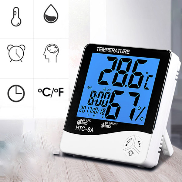 Högprecisions elektronisk termometer med digital display, mini temperaturalarmklocka termometer