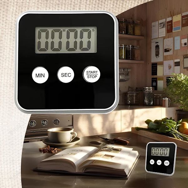 Digital kökstimer, kökstimer, Magnetisk baktimer, Väckarklocka med stativ, Multifunktionell timer, Svart