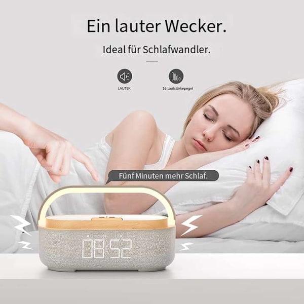 Digital väckarklocka med trådlös laddare, smart väckarklocka