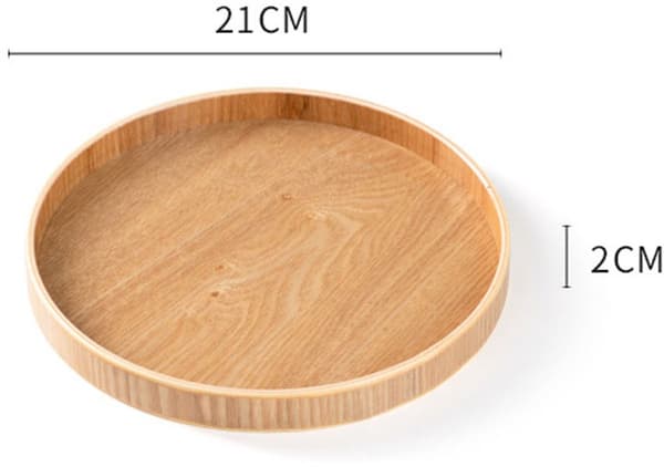 Rundt trebrett, 21 cm, for servering av mat, tekopper og lysestaker, gul.