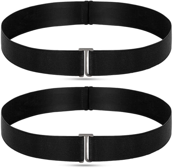 Todelt sett med flat spenne, usynlig elastisk midjebelte, justerbart og sømløst, egnet for bukser og kjoler, svart.