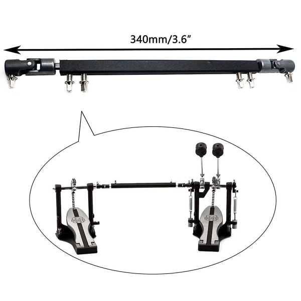 Dobbel Kick Drum Pedal Drivaksel Stål Bass Drum Pedal Lenkearm, Svart