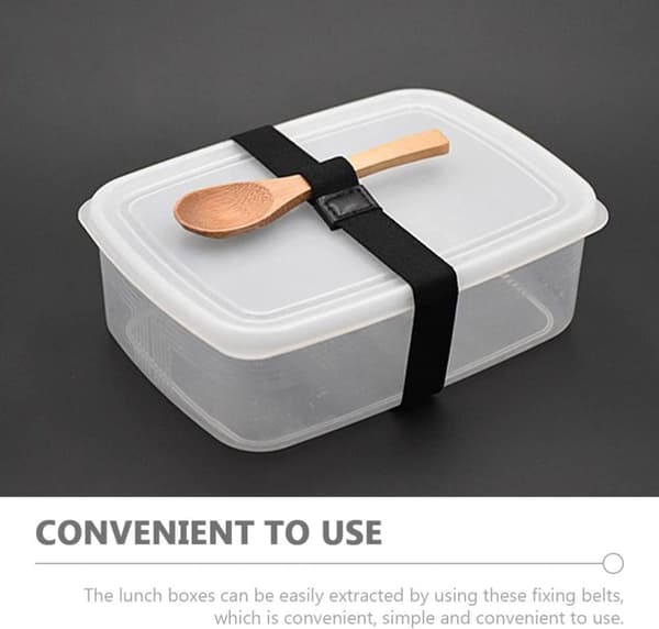 Bento-bokser med elastiske stropper, 4-pakning, for sikre og forseglede bento-bokser.