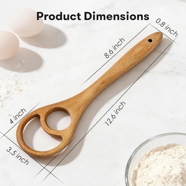 Træ Dansk Dejkrog Sæt - 2 Stykker - 32 cm - Professionel Dejblander - Til Surdej & Brød - Hygiejnisk & Bæredygtig - Brun