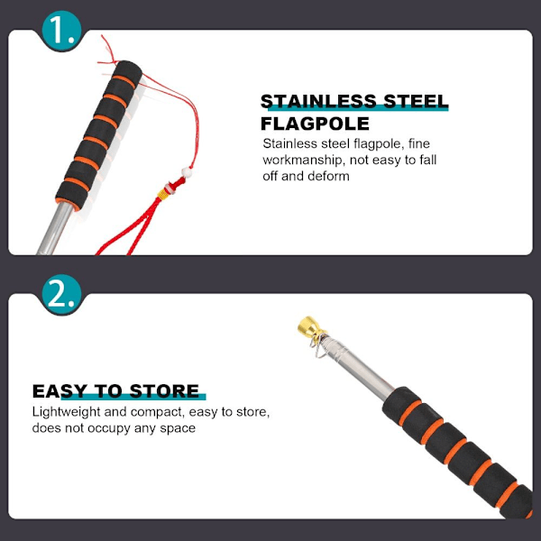 1.6/2/2.5/3M Teleskopisk Flagstang Turguide Flagstang 02-2.5M 02-2.5M 02-2.5M 02-2.5M