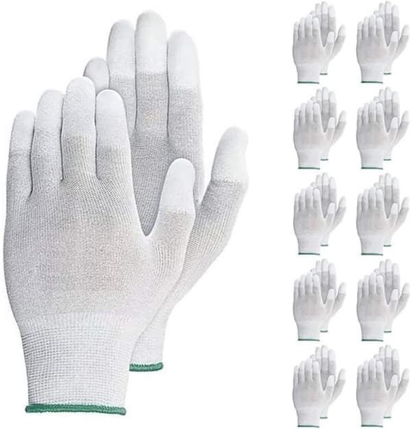 10-parpack - Antistatiska handskar - Grå kolfiberbelagda - Säkerhetshandskar