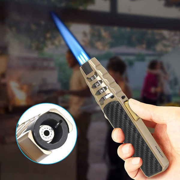 Turbine Torch Lighter Jet Flame Solar Beam Torch Jordens Varmeste Lommelygte Vindtæt - Sort Kulfiber