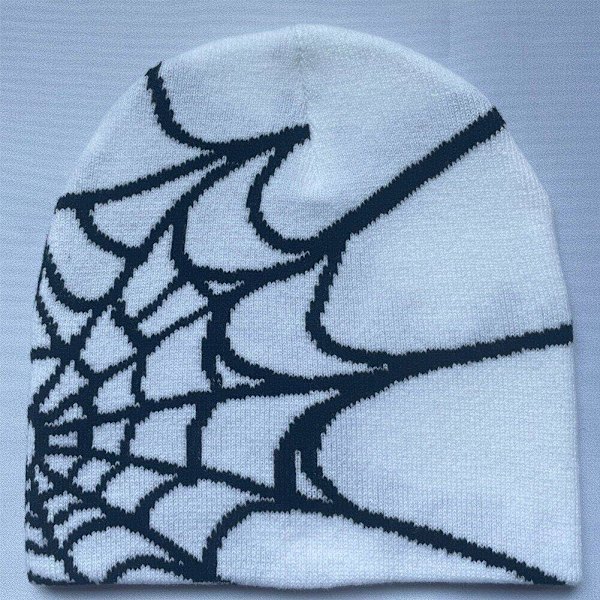 Spider Web Cap Beanie Uldblendt Hætte Y2k Street Cap Vinter Varmt Hætte Mode Hip Hop Skull Cap Til Mænd Kvinder Hvid White