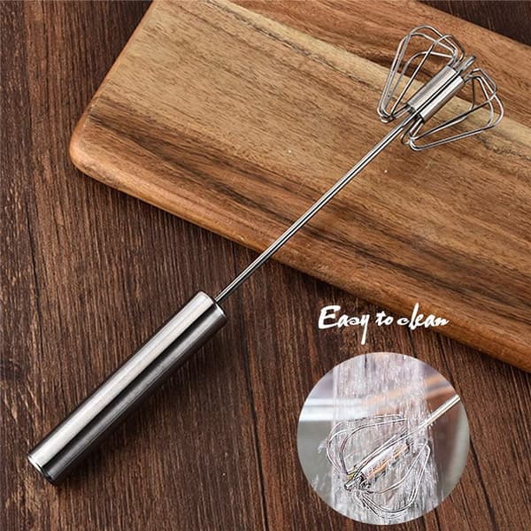 Egg Beater Melkeskummer Halvautomatisk Egg Beater Rustfritt Stål Eggvisp Manuell Håndmikser Selvrullende Eggvisper Tilbehør Eggverktøy Baking