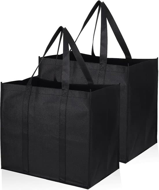 ING Sammenleggbar handlepose, to-delt design, stor gjenbrukbar handlepose, 41 x 33 x 26 cm