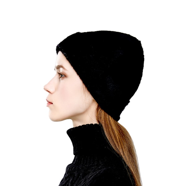 Hatt dame beanie kvinne vinter strikket lue chunky strikk varm beanie black