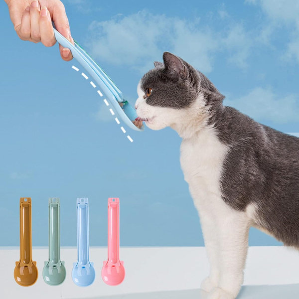 Katte Klem Ske, Vådt Kattefoder, Foderske, Kæledyrsfoder, Ske, Velegnet til Slikning, Vådfoder, Flydende Snack, Foderske (Pink)