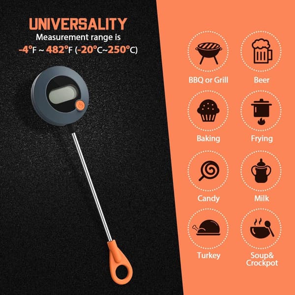 Mattermometer - Kjøkkentermometer - Steketermometer - Rustfritt stål - Maksimal temperatur opptil 250 grader Celsius