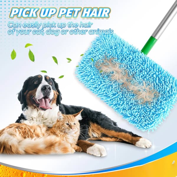 Fyra delars moppduksset - platt moppduk för hushåll - lämplig för Swiffer Sweeper och Sweep & Mop Deluxe moppdukar - blå