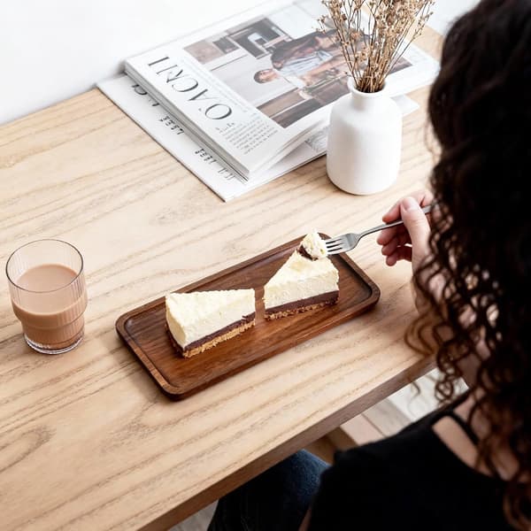 Handgjord rektangulär bricka i akaciaträ för dekoration, frukost & kaffe, kök & vardagsrum