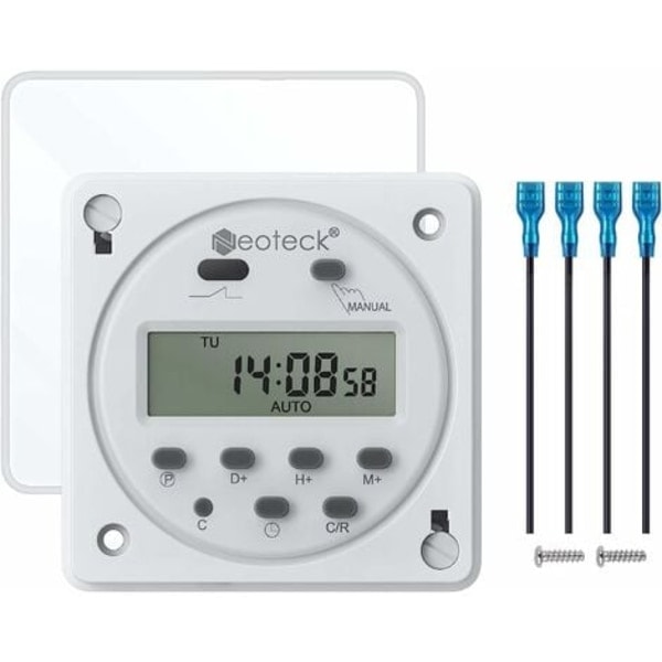 12V 16A Programmerbar Timer, Digital Uttag med 16 Program, LCD-Skärm, Stöldskyddsfunktion