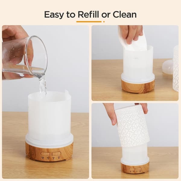 Æterisk oliediffuser, aromaterapi, 150 ml, elektrisk ultralyd æterisk oliediffuser med luftfugter, 7 LED-farver, til hjemmet, kontoret, huset, yoga