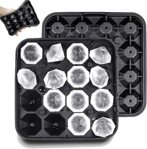 Isbitsform - 2-pack isbitsformar med lock - Mini-diamantformade isbitar - 16 isbitar per fack - BPA-fri - Enkel att lossa
