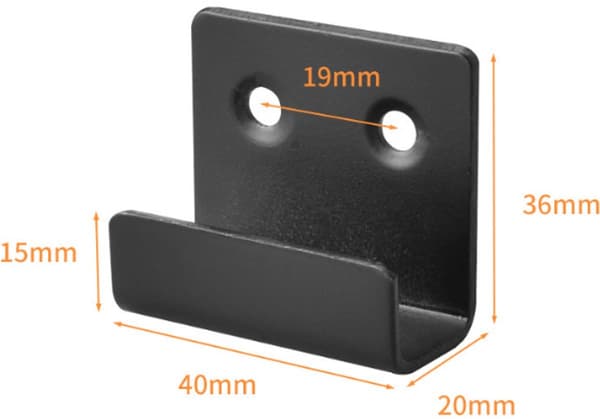 ING 6-delt ophængningsbeslag - Vægkrog - Sort - Rustfrit stål - 4*2*3,6 cm
