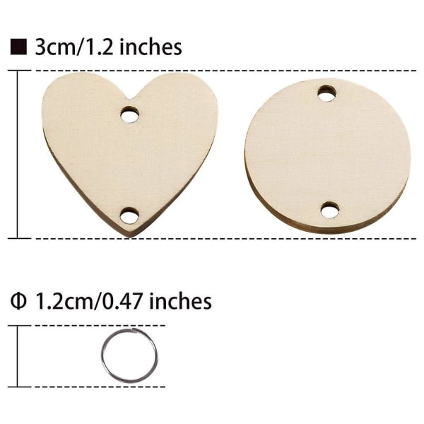 Træcirkler Træhjertebakker med Huller og Ringe til Fødselsdagstavler, Valentinsdag, Håndværkstavler, Kunsthåndværk