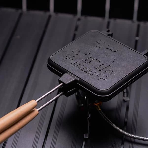 Dobbeltsidet non-stick sandwichrister, bærbar til hjem og camping, sort.