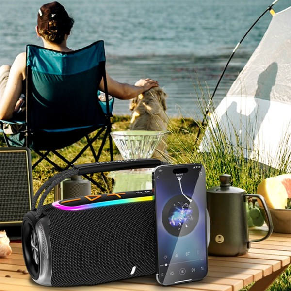Bärbar Bluetooth-högtalare, IP7 Vattentät Trådlös Högtalare Högt Stereoljud, FM-radio, RGB-lampor, Djup bas, 100ft Bluetooth-räckvidd - Blå